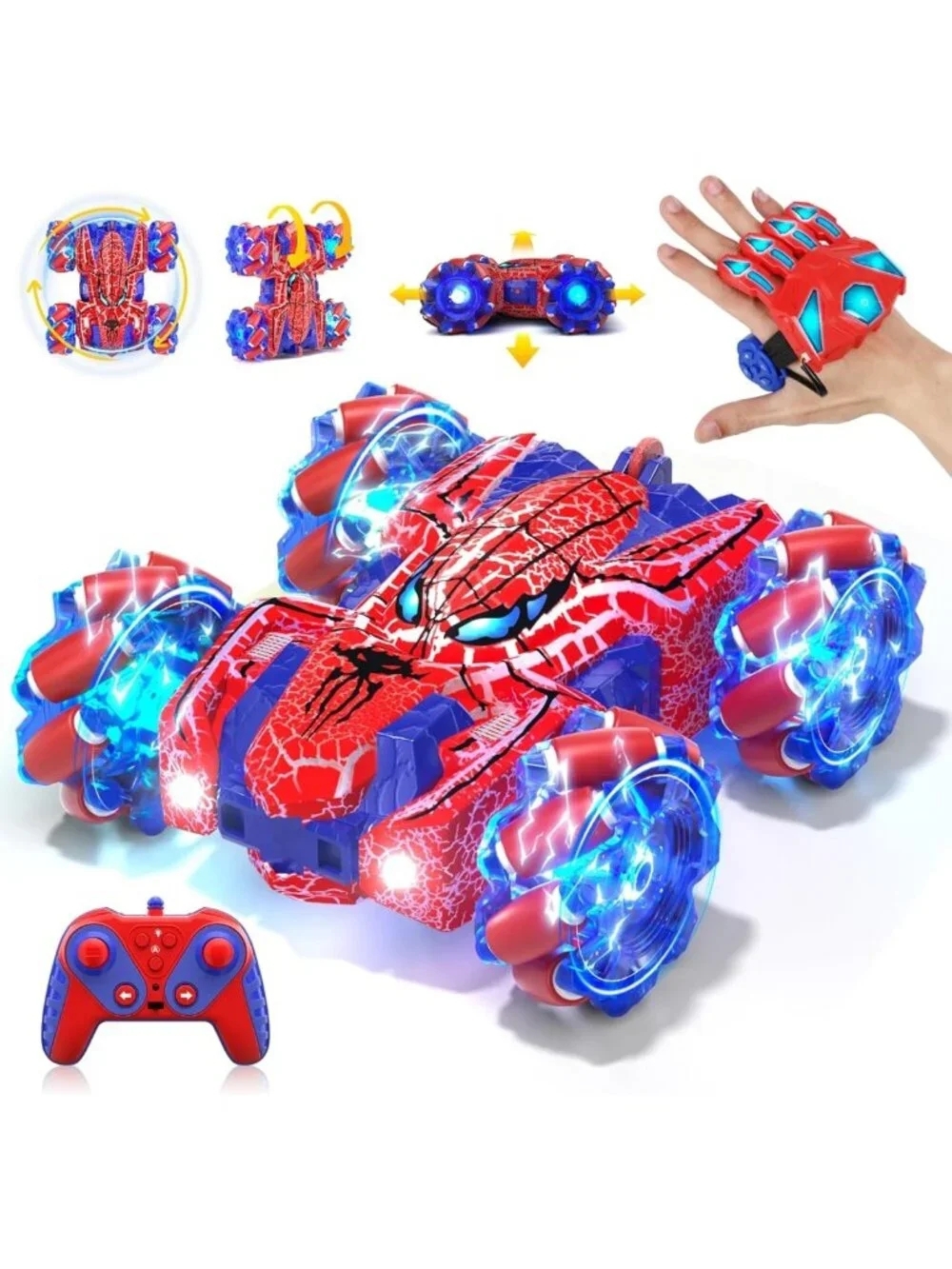 Double-Sided Remote Control Stunt Car with Lights - Rechargeable RC Toy for Kids